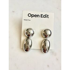 Open edit sleek silver minimalistic style earrings ￼